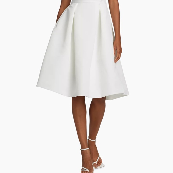 NEW Amsale Faille Deep V-Neck Little White Dress Midi 12 NWT - Picture 5 of 5